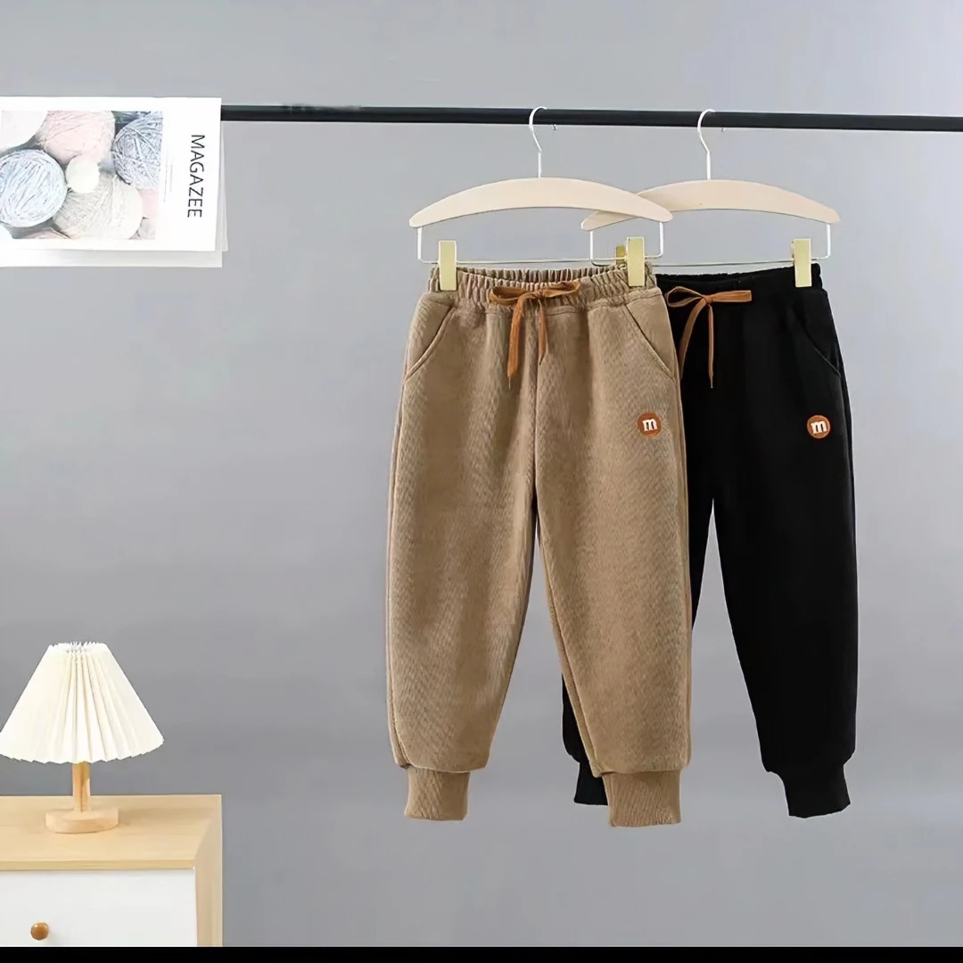 儿童男童秋冬女童运动冬季加绒夹棉休闲加厚保暖宽松灯芯绒束脚裤