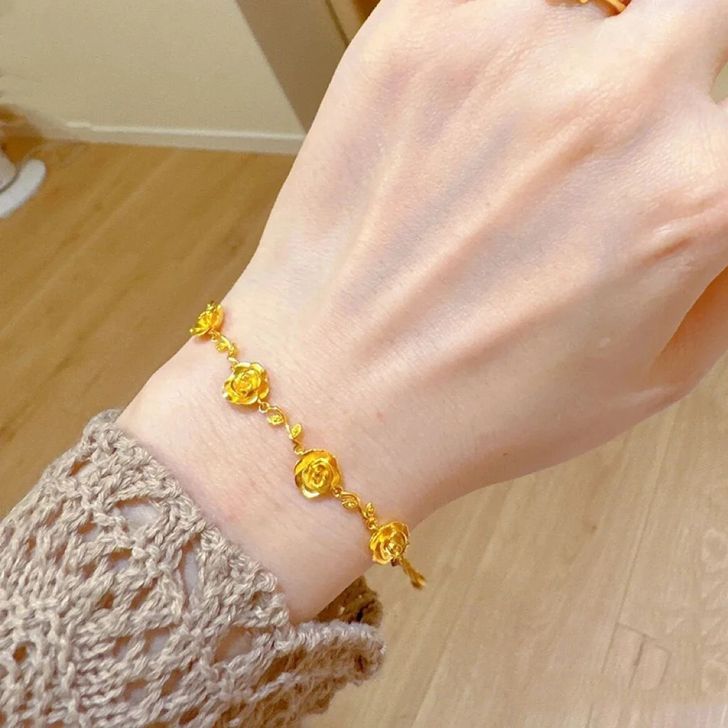 铜合金手链 玫瑰花手链精美大气时尚有尾链