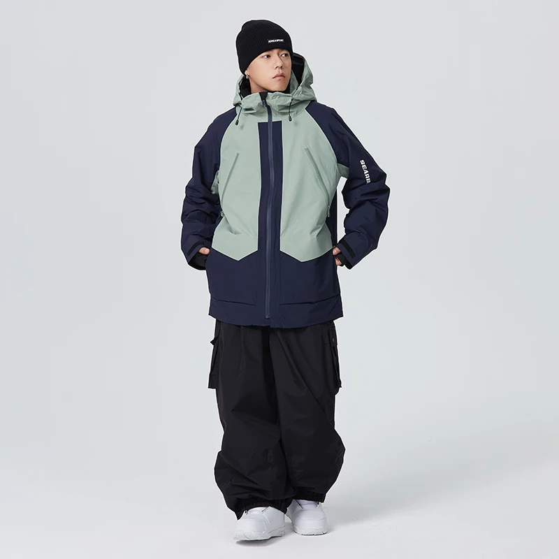 雪怡派单板滑雪服女男款防水防风防寒加厚保暖外套雪季拼色宽松