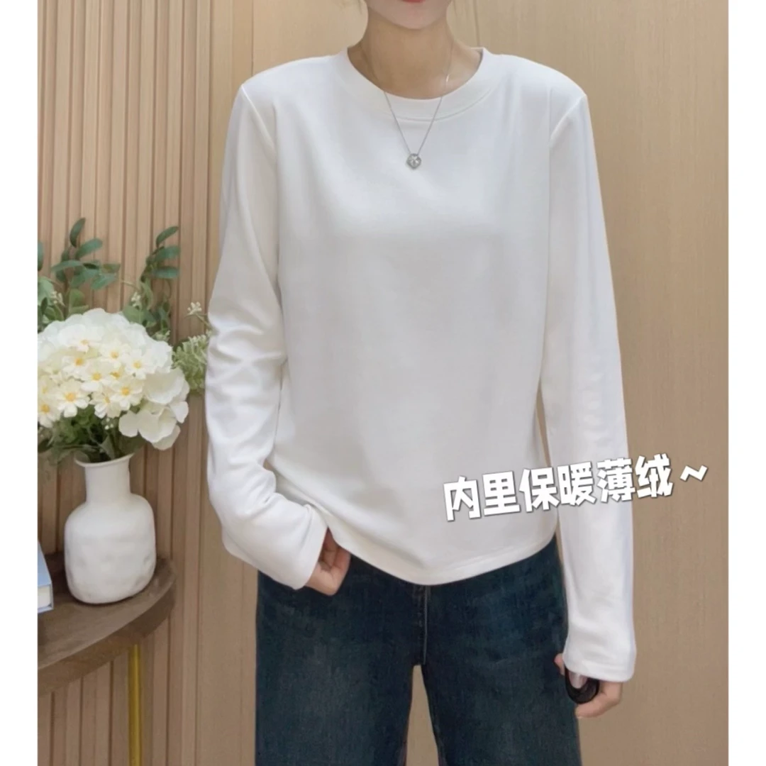 【薄绒长袖】新款秋冬保暖加厚弹力正肩修身常规版长袖