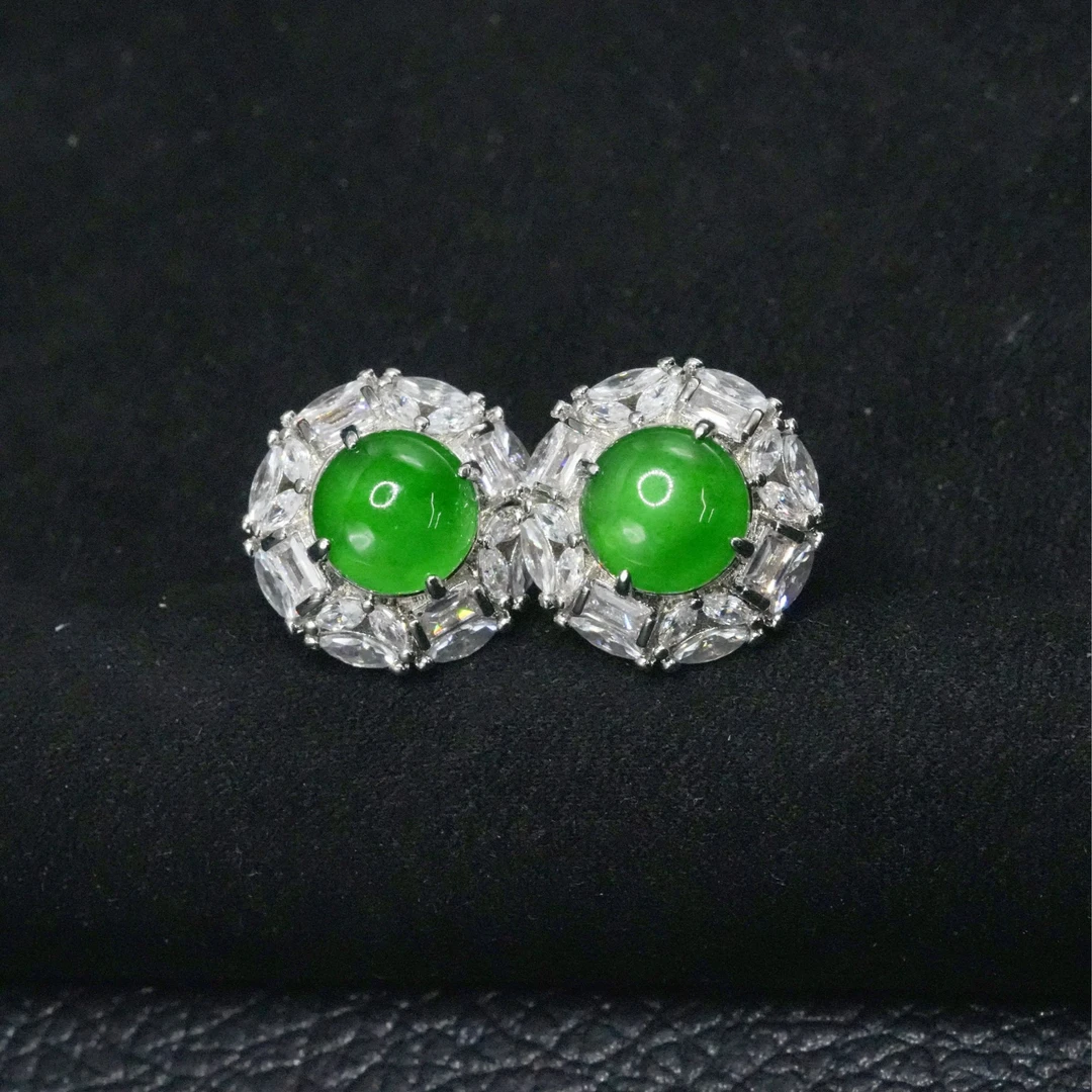 天然A货翡翠蛋面耳钉多样性发