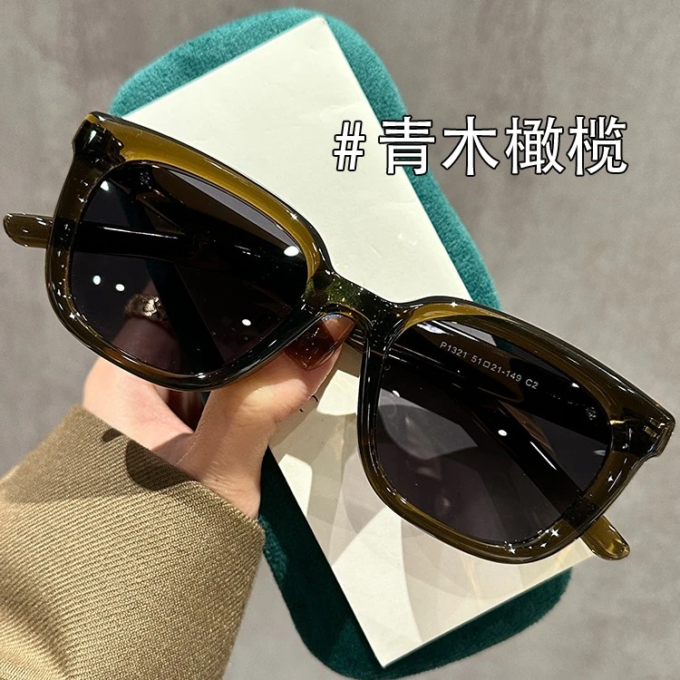 时髦橄榄绿高级感墨镜个性凹造型夏季遮阳网红方形太阳眼镜女时尚