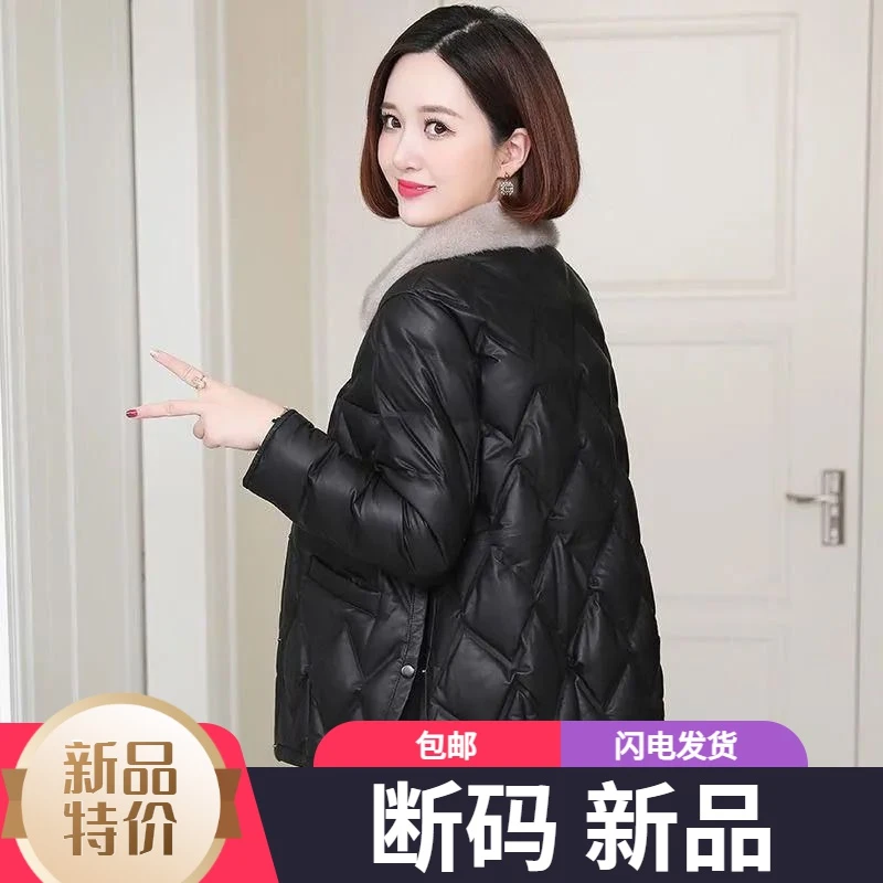 艾菜羽绒服新款爆款正品仿水貂毛领羽绒衣秋轻薄户外运动冬款