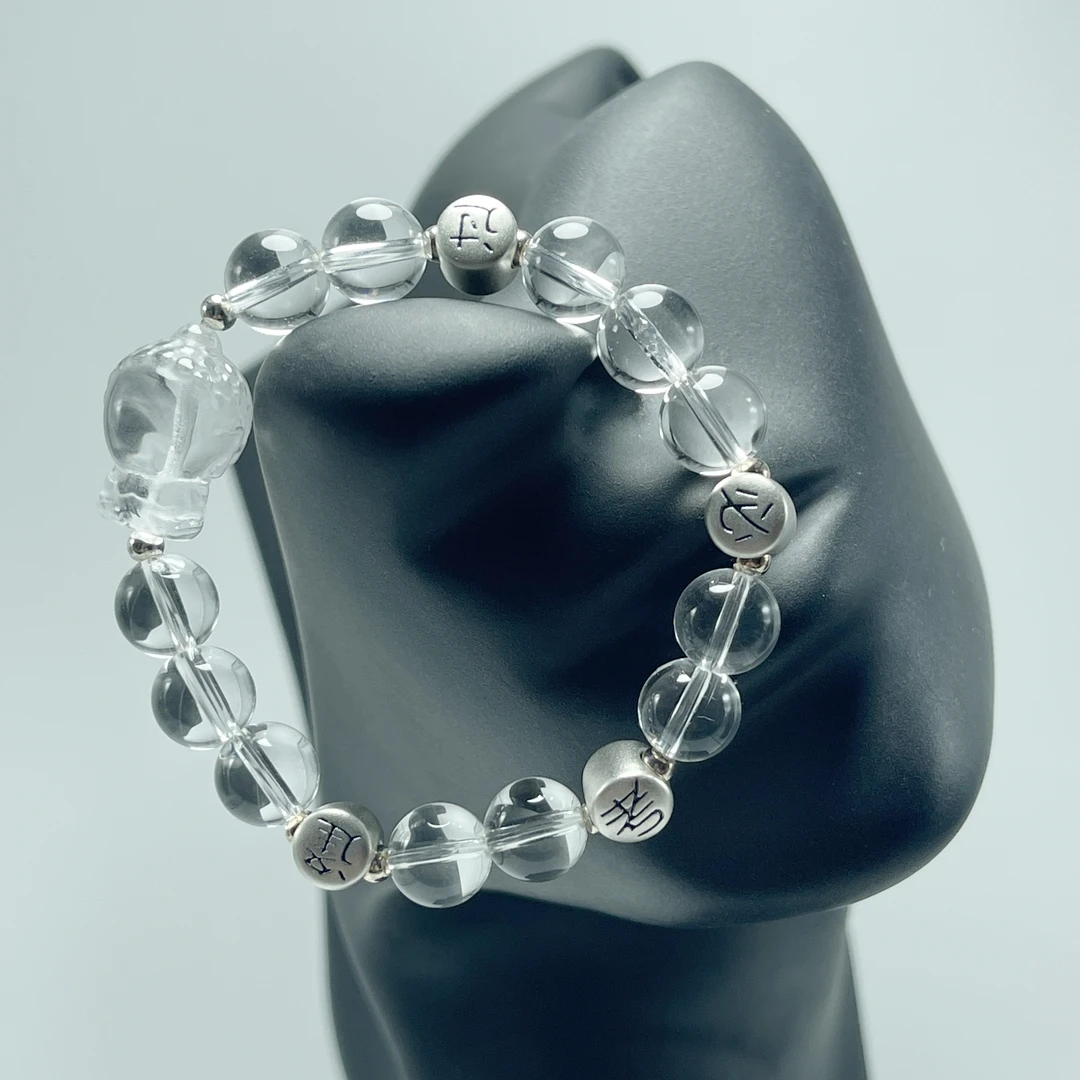 【消磁白水晶+925银逢考必过款】轻奢时尚小众高级感最新款水晶手串