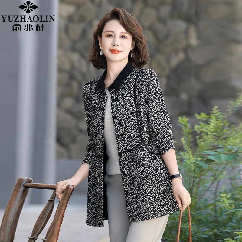 中年妈妈秋装开衫风衣2025新款洋气上衣中老年女装春秋季大码外套