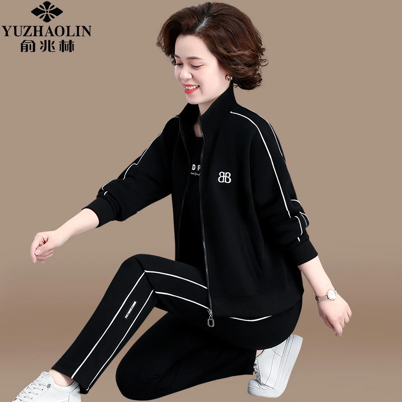 中年妈妈秋装运动套装女洋气高贵母亲衣服中老年春秋季休闲两件套
