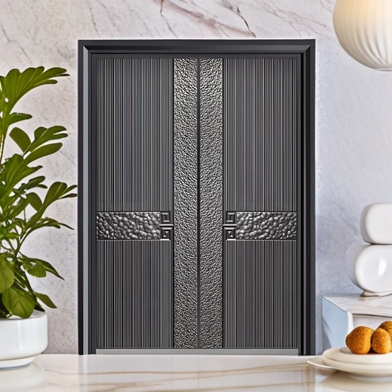 锌合金仿铸铝卡门款式工艺防盗门入户门大门工厂直销别墅大门
