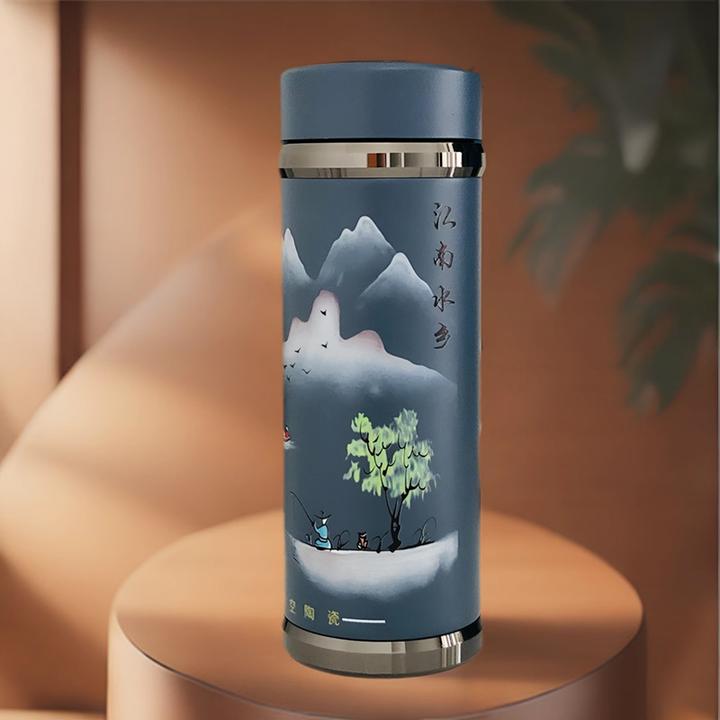 新款陶瓷内胆保温杯景德镇商务车载有盖茶水分离国潮好看的泡茶杯