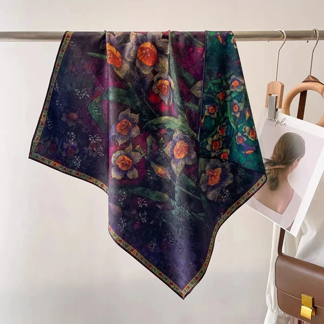 xys-68 【静谧水仙】 提花 花萝 镂空 香韵纱70*70方巾