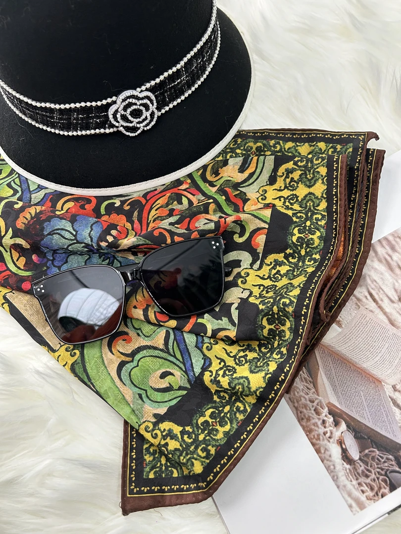 xys-82 【锦绣年华】提花 花罗 镂空 香云纱140*140方巾