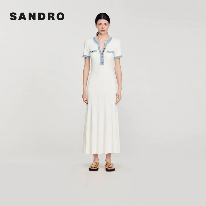 【搭搭专属】SANDRO春秋女装喇叭形裙摆连衣裙长裙SFPRO03397