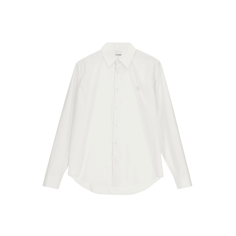 【搭搭精选】SANDRO新款男装简约白色刺绣质感长袖衬衫SHPCM00641