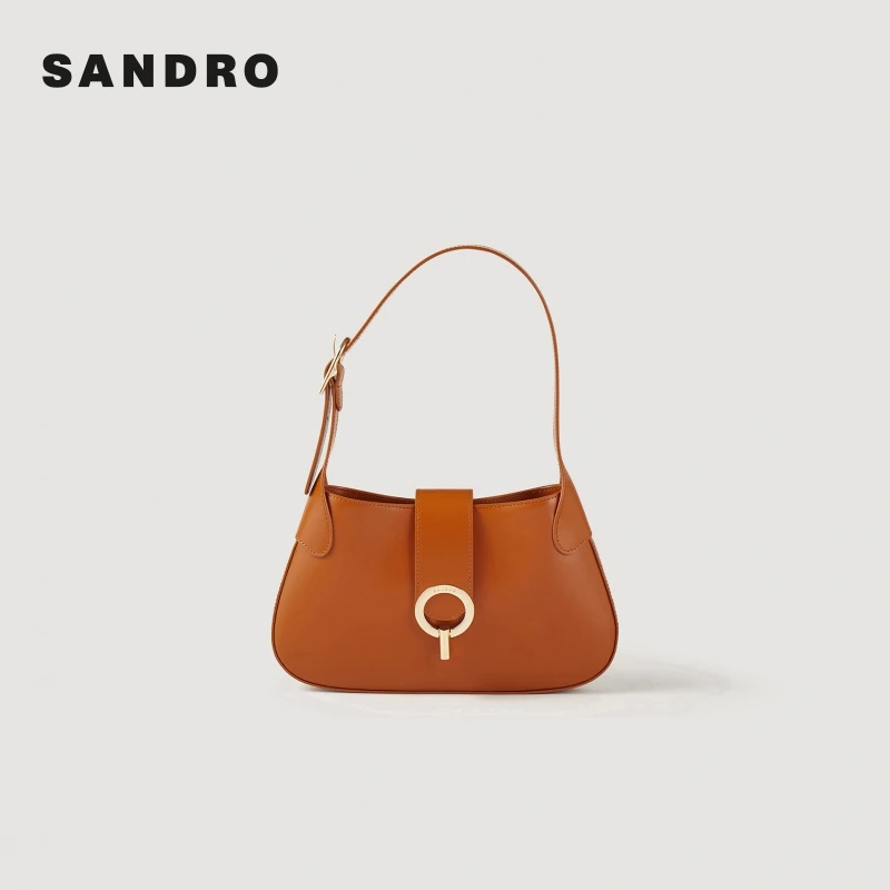 SANDRO早秋新款法式简约时尚金属搭扣单肩手提包SFASA00945