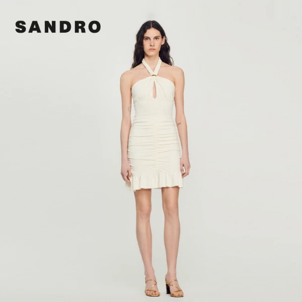 【一秒入夏】SANDRO春夏荷叶边修身针织包臀裙半身短裙SFPJU00857
