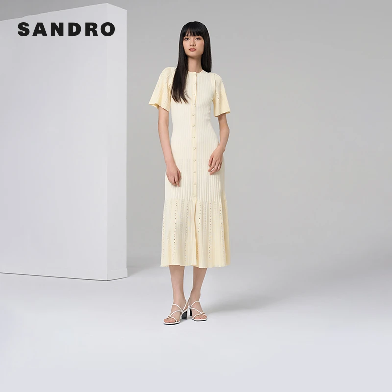 【搭搭专属】SANDRO春秋女装优雅收腰垂坠感长款连衣裙SFPRO03177
