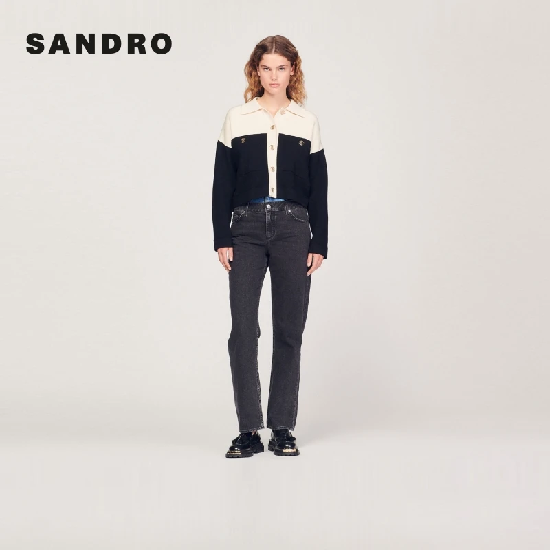 【搭搭专属】SANDRO女装巴恩风撞色双S纽扣针织外套SFPCA00620