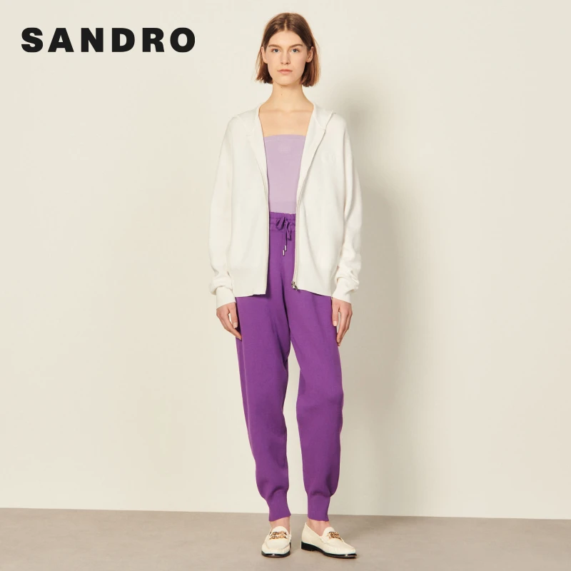 【过季款下架】SANDRO女装休闲双S标连帽运动风针织开衫SFPCA00597