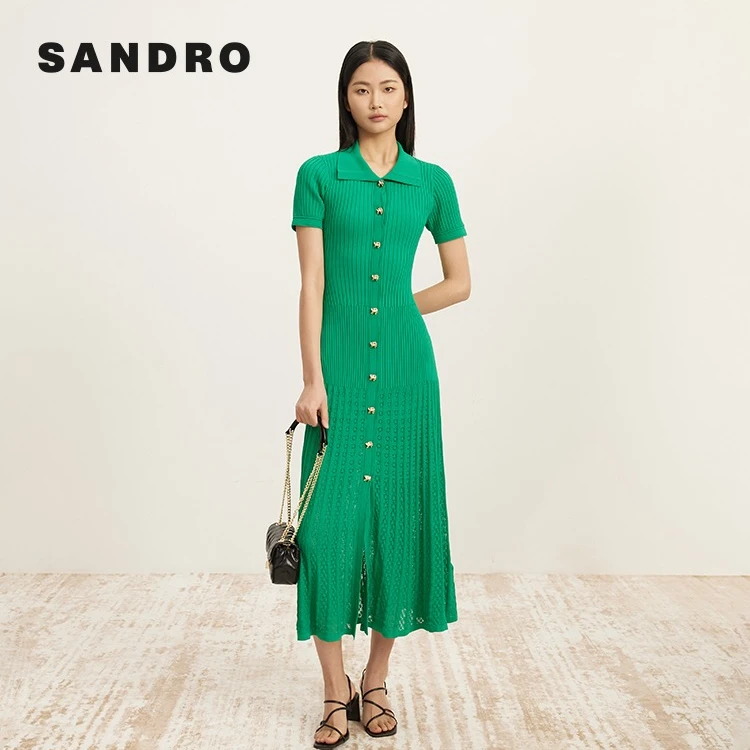 商场同款|专享款SANDRO秋冬高级感针织短袖连衣裙SFPRO03453