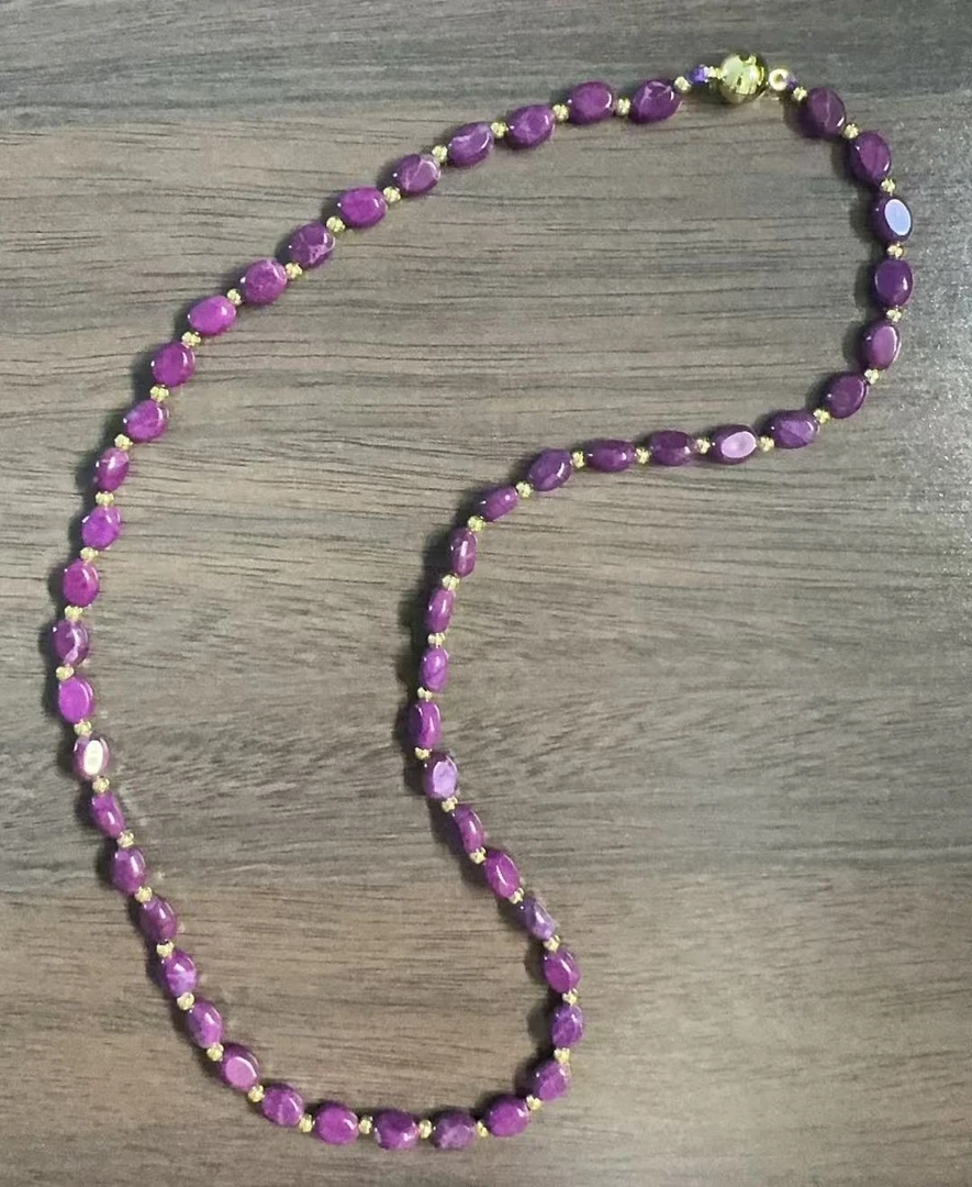 非金属珐琅项链 丝绒老油紫扁圆随行项链经典简约时尚