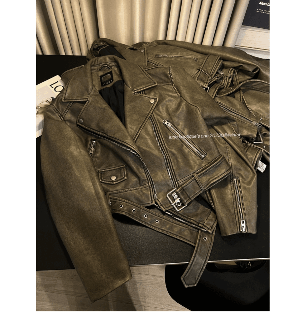 @柜柜品质款！柔软质感显瘦短款皮衣夹克外套  C0920