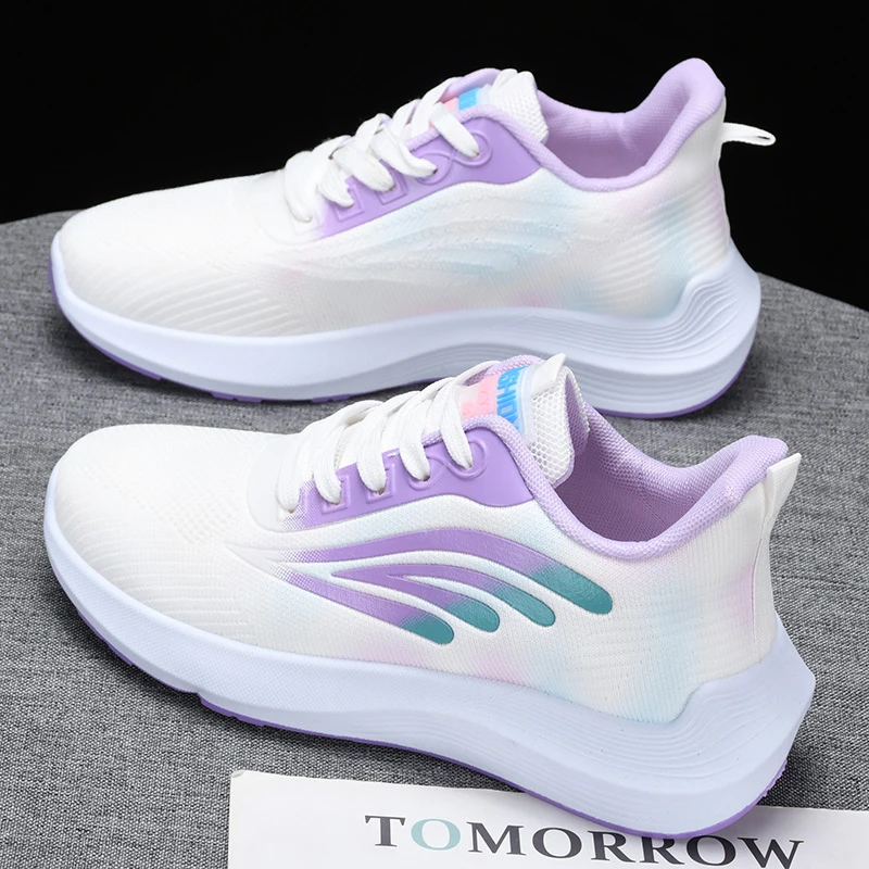 运动鞋女飞织鞋2025春秋季新款轻便网面鞋休闲百搭透气软底跑步鞋