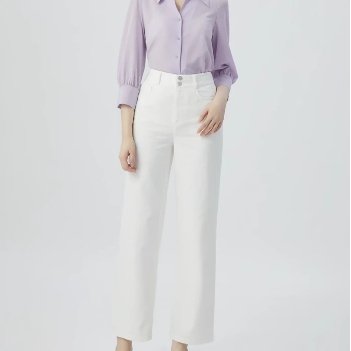 GIRDEAR 哥弟 新款高腰松紧阔腿气质时尚百搭直筒牛仔裤女1100457