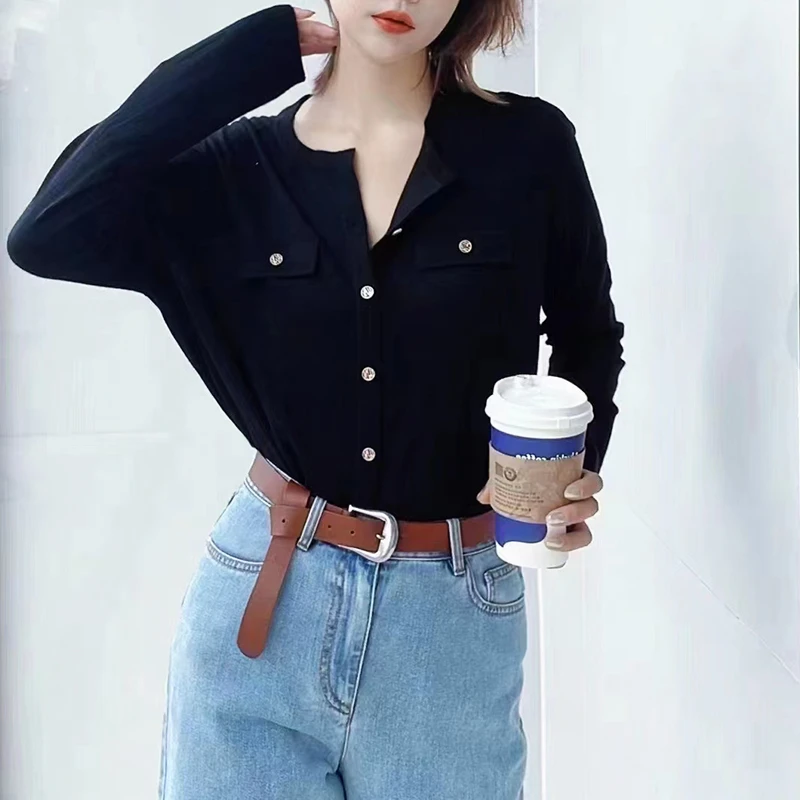 GIRDEAR/哥弟新款修身收腰针织衫纽扣时尚百搭针织开衫1499169