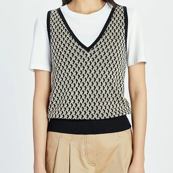GIRDEAR哥弟 秋季新款菱格马甲针织舒适百搭时尚马甲背心1399389