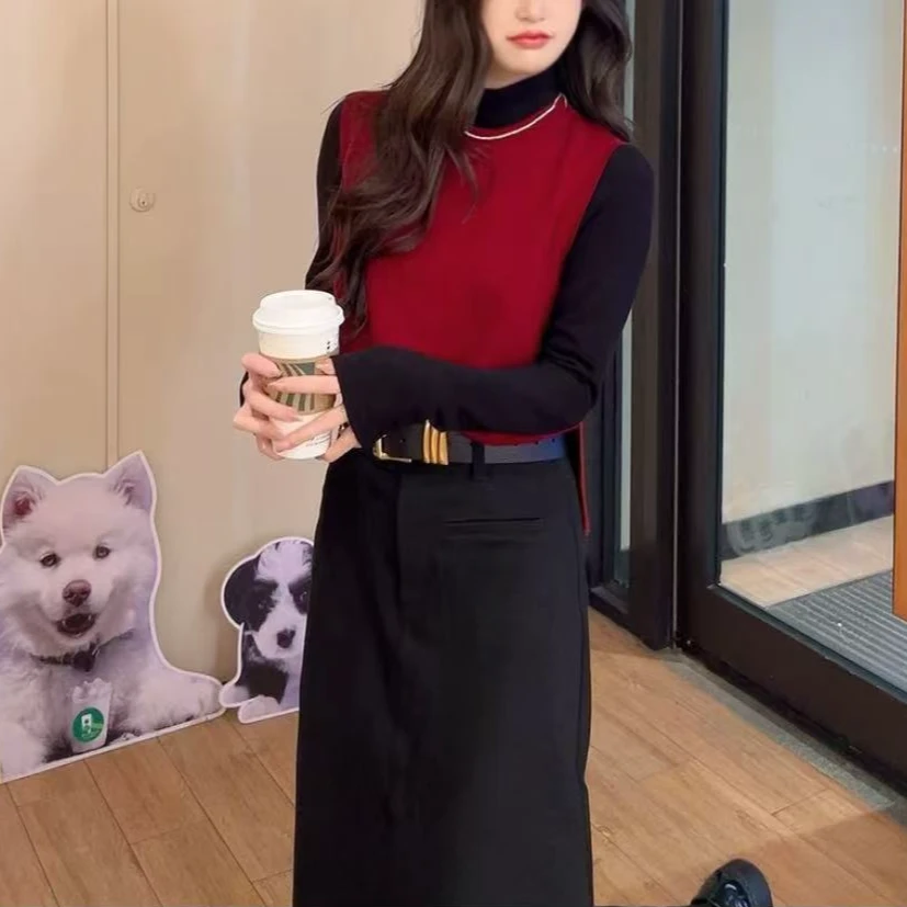 GIRDEAR/哥弟新款后背开叉无袖圆领针织羊毛马甲1399701