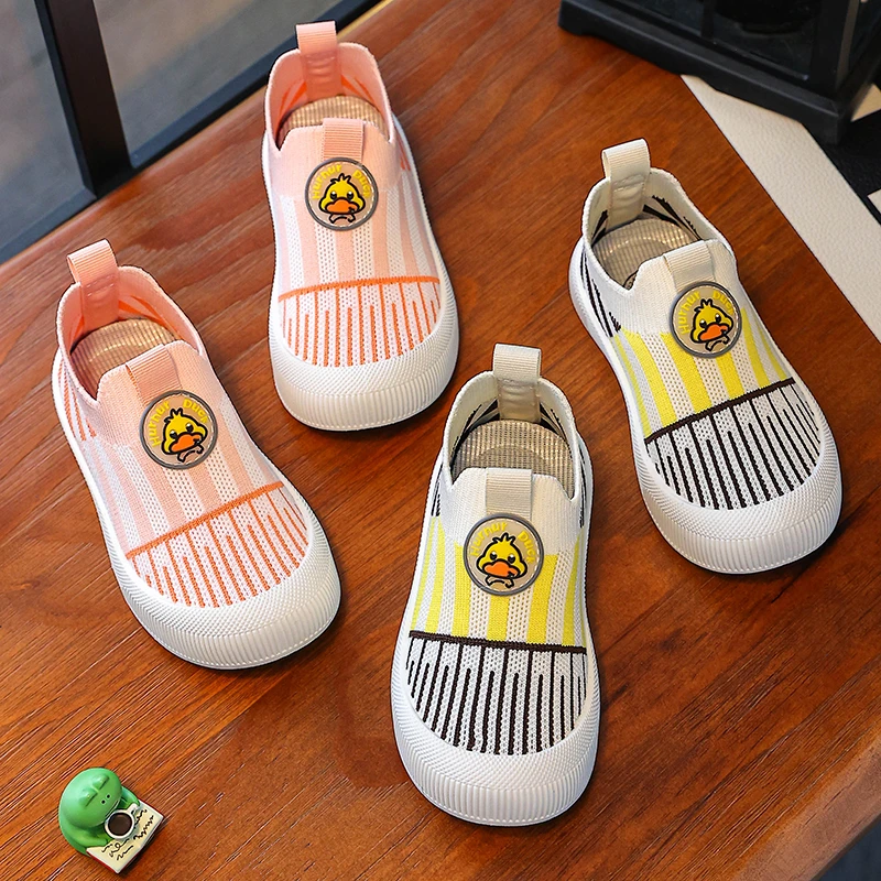 新款春秋飞织男女宝宝软底防滑百搭轻便宝宝透气一脚蹬运动鞋