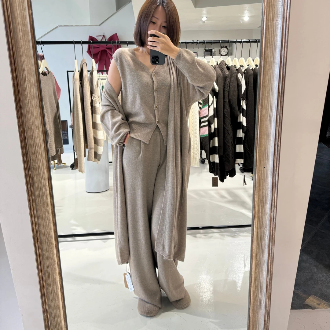 时尚休闲韩版长款羊绒开衫