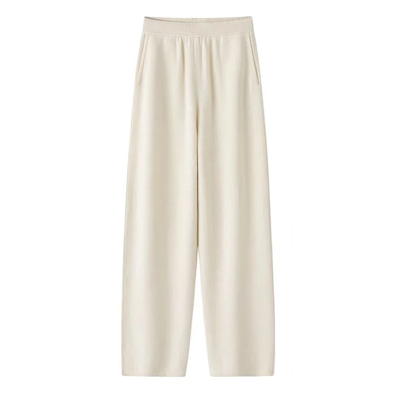 秋冬休闲高腰外穿直筒羊绒裤