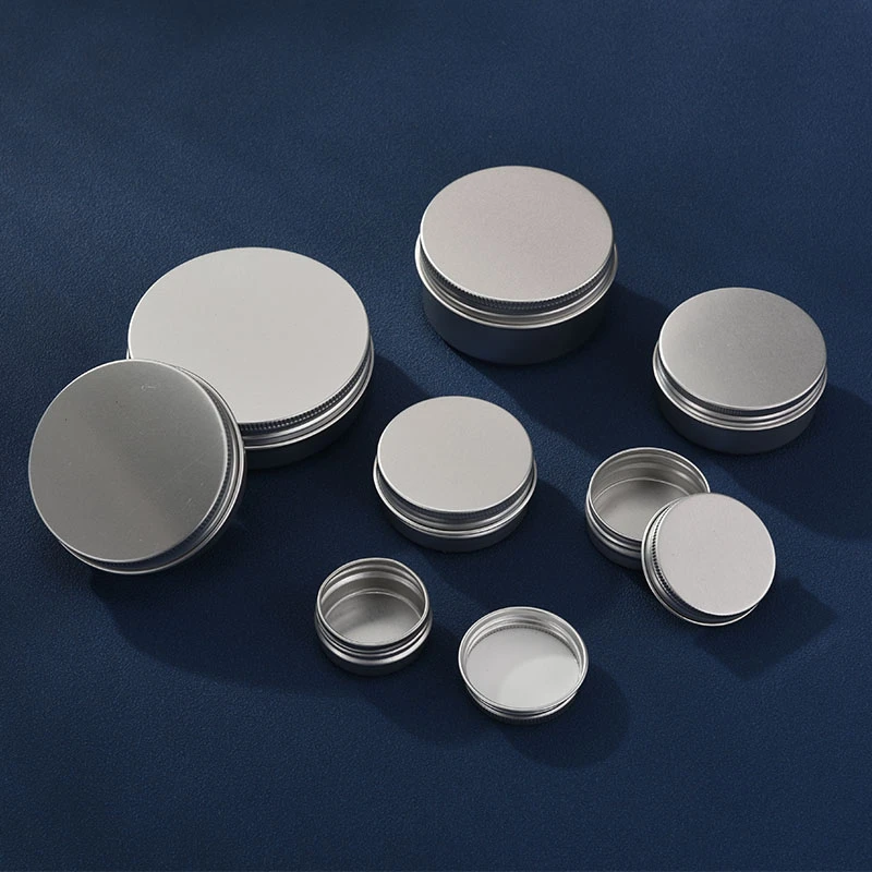 10-100克银色圆形铝盒保湿密封罐铝盒分装收拾便携式收纳盒随身带