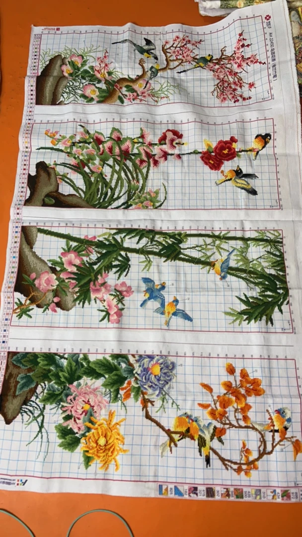 纯手工十字绣成品梅兰竹菊1.5米客厅挂画