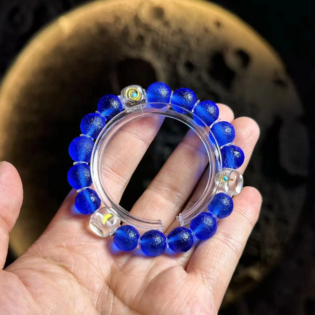 非金属玻璃吊坠 YS25 蓝色微晶单圈SC