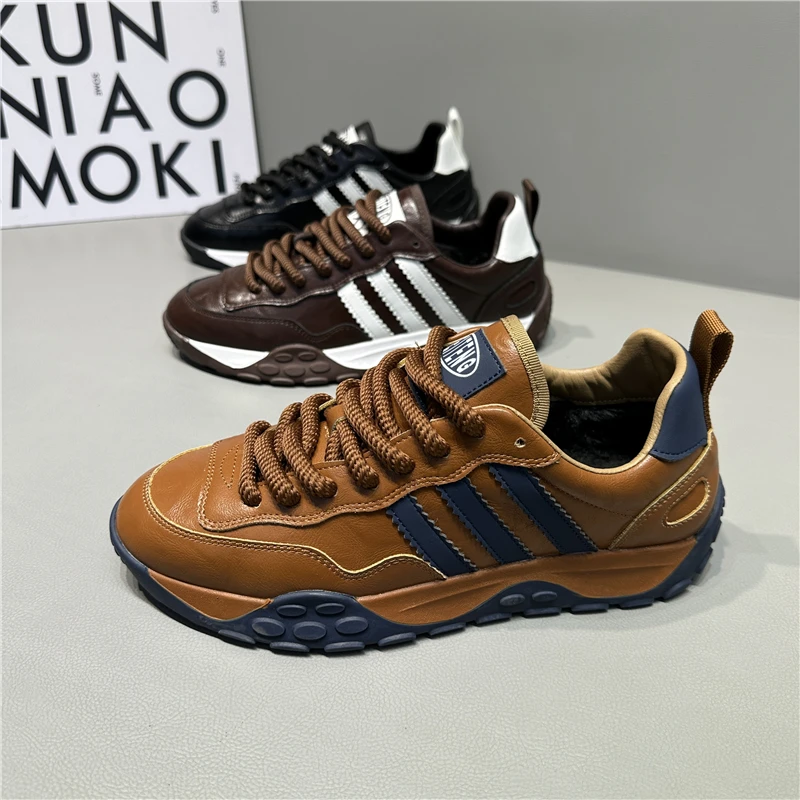 秋冬新款加绒保暖阿甘鞋男士低帮款时尚百搭系带防滑平跟运动鞋男