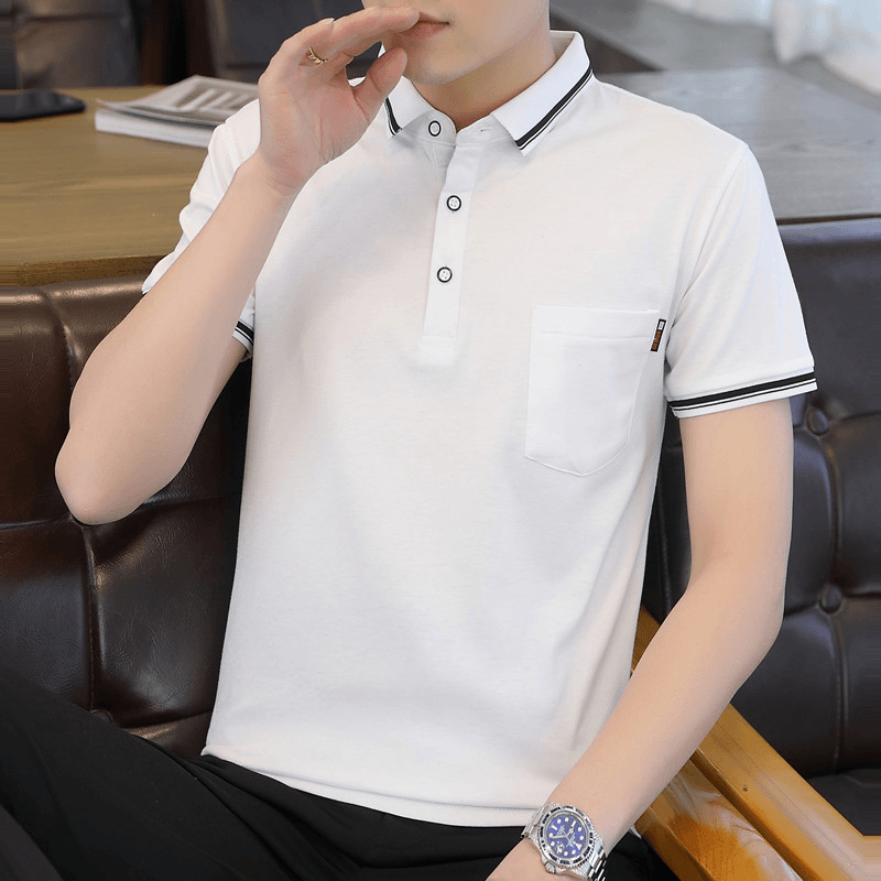 大码夏季】t恤男士短袖POLO衫纯色半袖真口袋【潮流上衣新款男装
