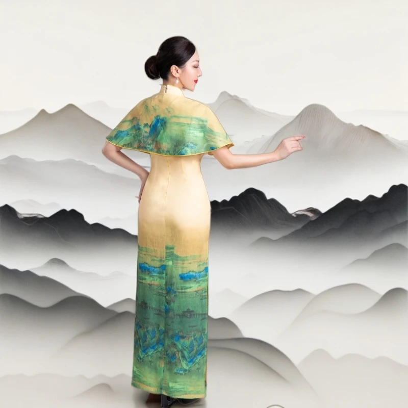 舞姿翼2024新款古典训练服走秀练功服旗袍XT1215气质中式长款