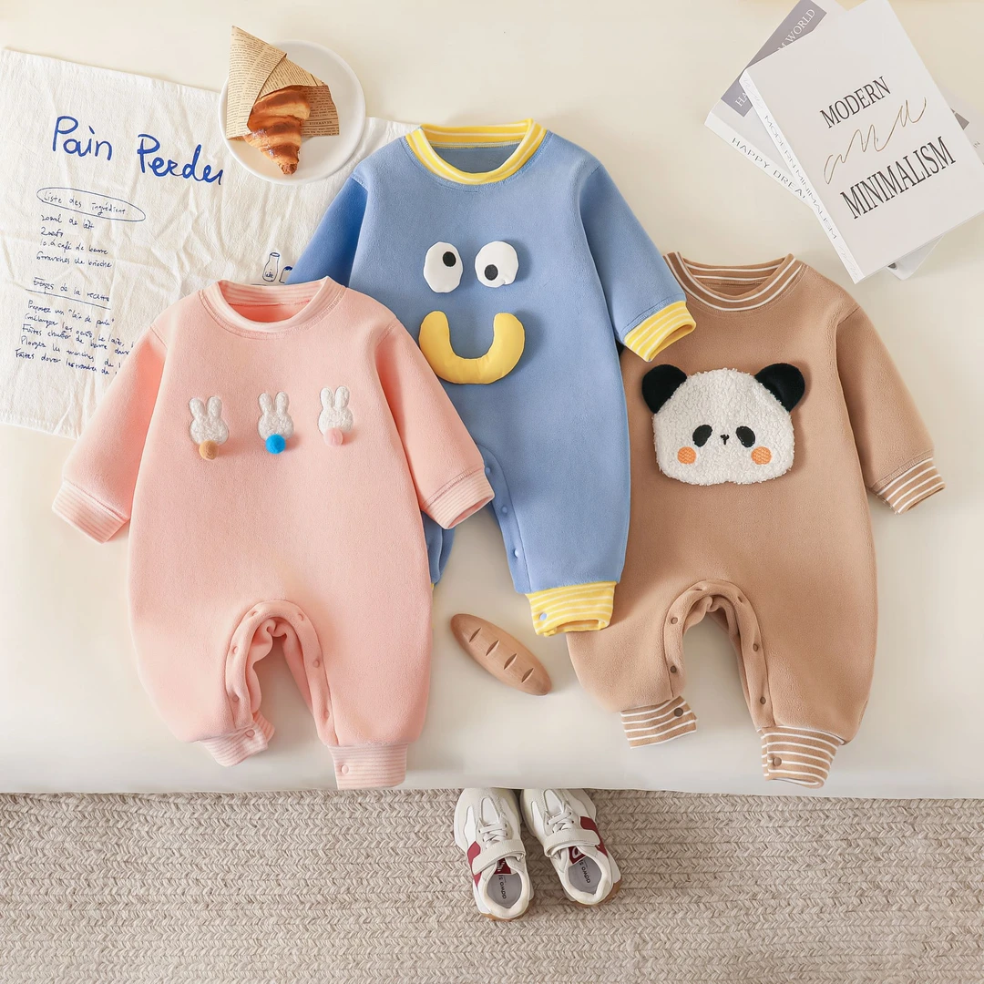 婴儿奥粒绒加厚外出连体衣男女宝宝秋冬爬服