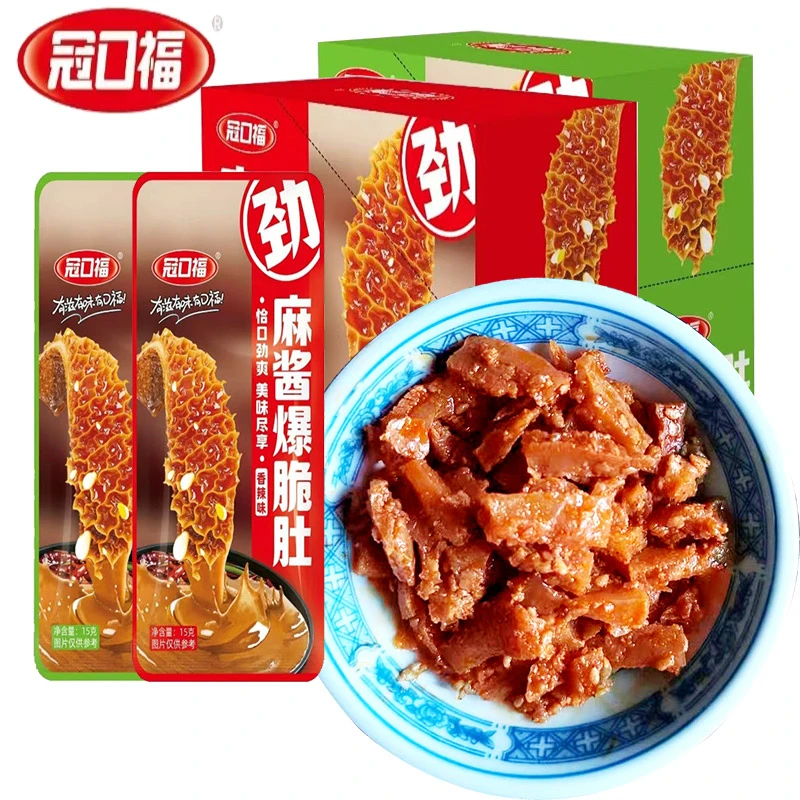 冠口福香辣麻酱爆脆肚毛肚牛肚碎办公室追剧休闲小吃零食15g*10包