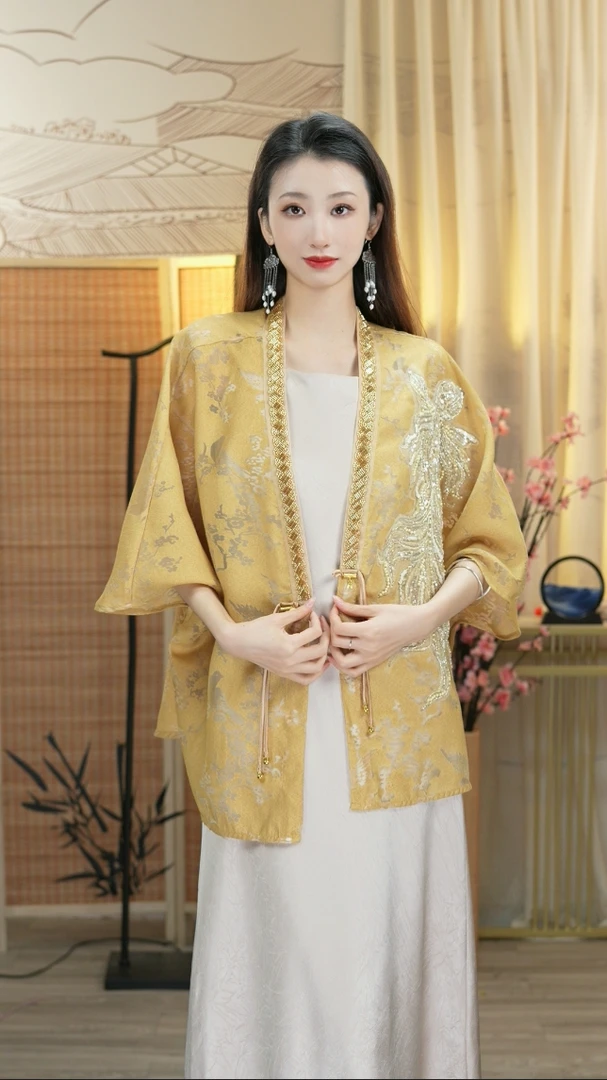 夏维莲2024夏季新款显瘦时尚新中式复古优雅女装套装（3837)