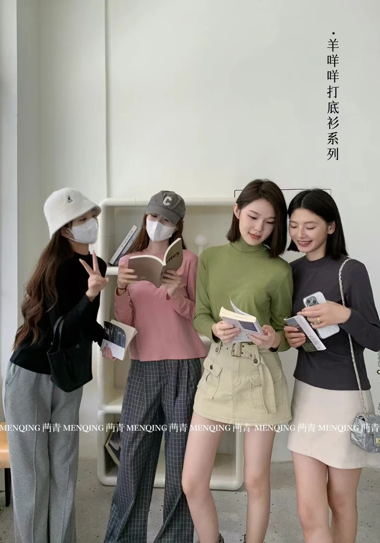 羊咩咩打底羊毛衫高领女款休闲