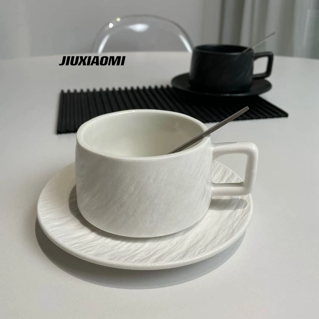 高颜值陶瓷咖啡杯陶瓷简约家用挂耳咖啡精致纯色手冲茶杯杯碟套装