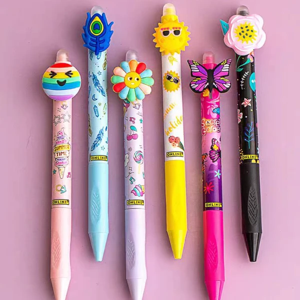 欧领 德国进口可擦笔笑脸花黑色中性笔网红热可擦0.5子弹头