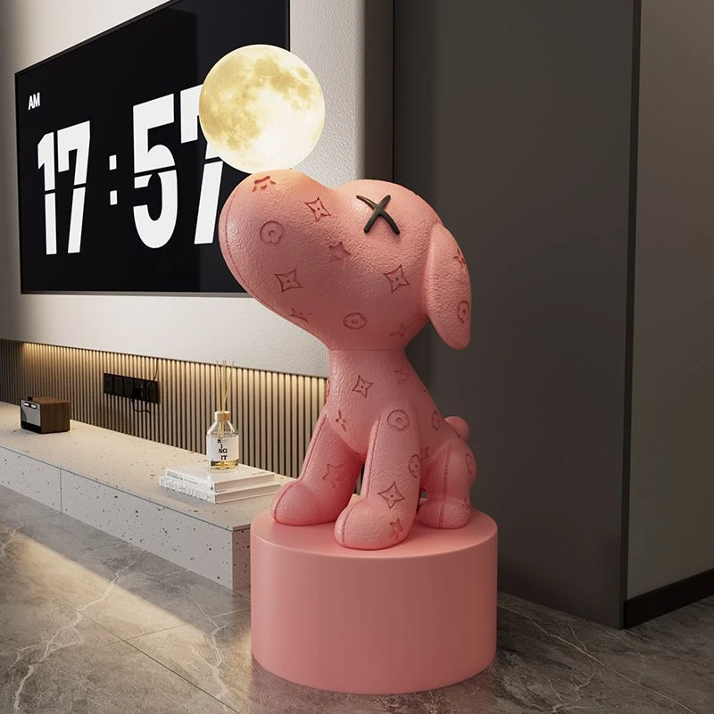 网红公仔狗大型落地摆件客厅电视柜轻奢家居装饰开业乔迁新房礼品