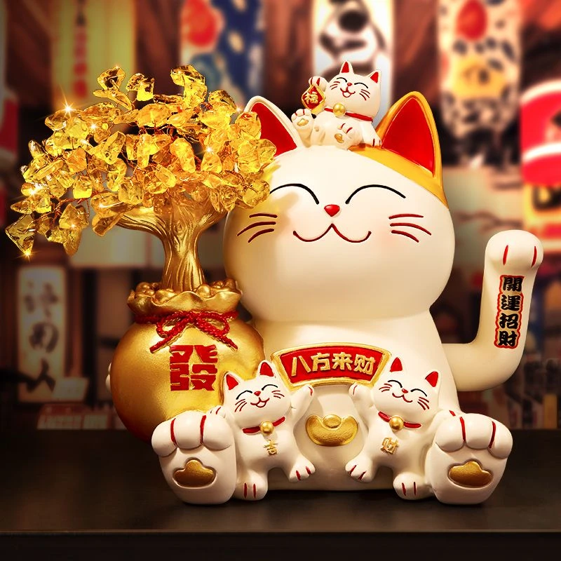 招财猫摆件开业大号自动摇手店铺前台家居客厅装饰发财猫乔迁礼品