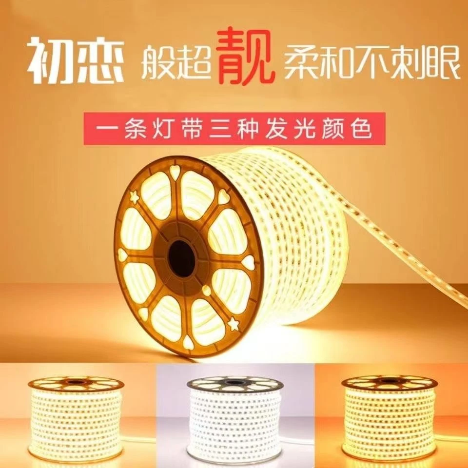 家用led灯带防水客厅卧室餐厅超高亮暖白三色变光天花吊顶软灯条