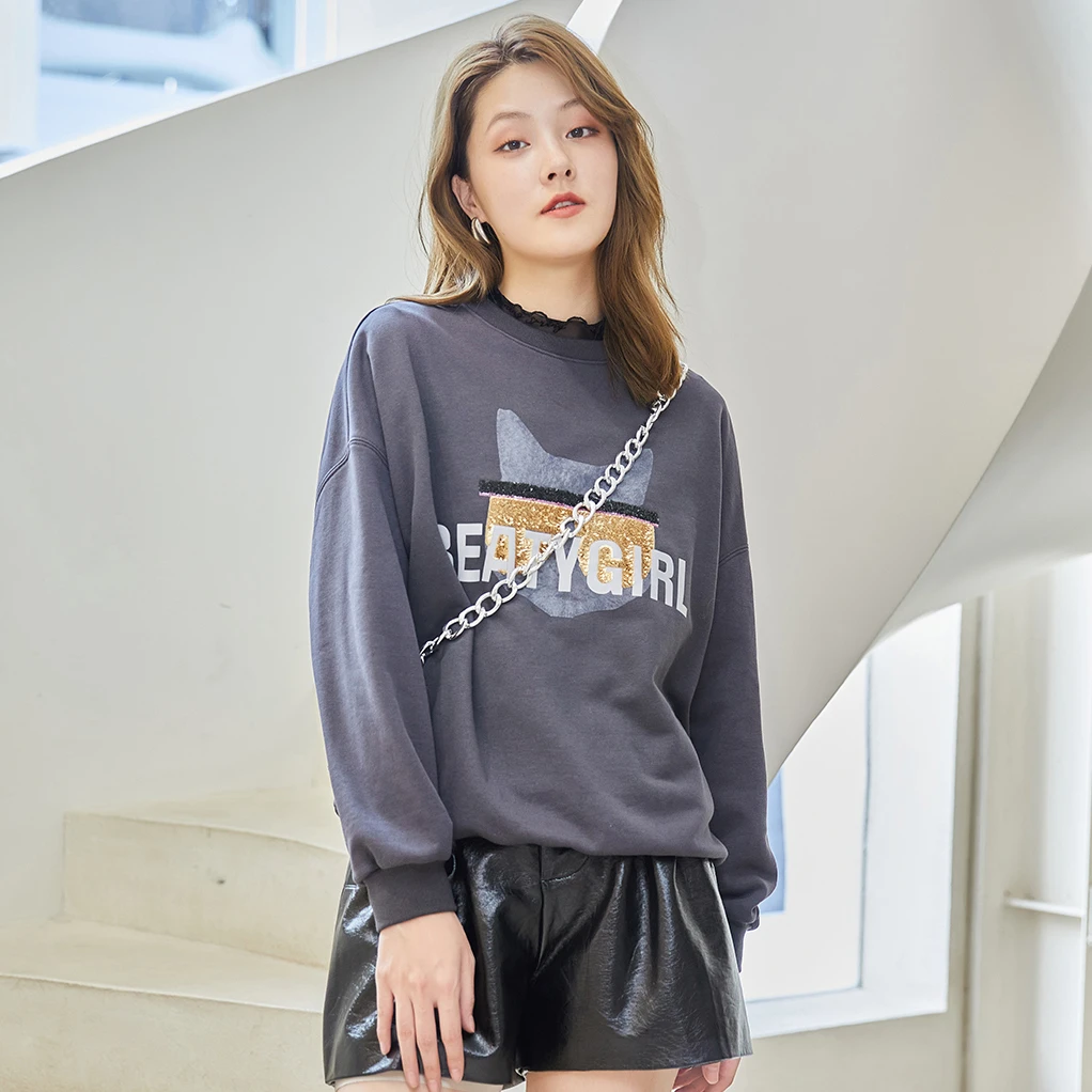 茜舞卫衣女2024印花字母百搭上衣【51H296】