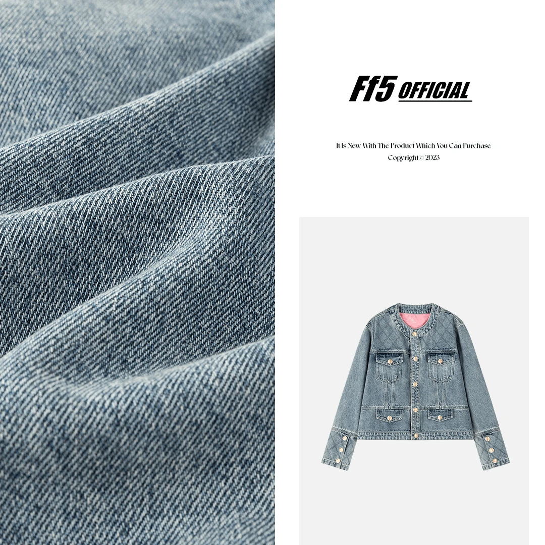 FF5撞色菱形格牛仔外套FFF23096750