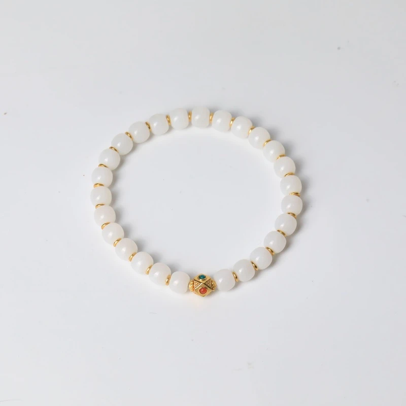 “白银万两”和田玉白玉DIY单圈卡7mm左右约17g左右 G29240827-36